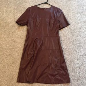 Oxblood faux leather dress